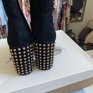 Jessica Simpson Black Heeled Boots with Gold Studs